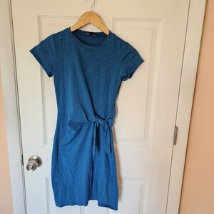 Blue Cotton Tie Front Mini Dress XXS | Y2K Summer Baby Tee Dress